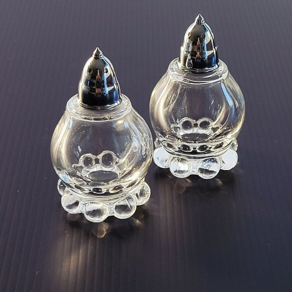 Imperial Glass Candlewick Clear Salt & Pepper Shakers, Vintage c1936-84 USA Made - Picture 2 of 6